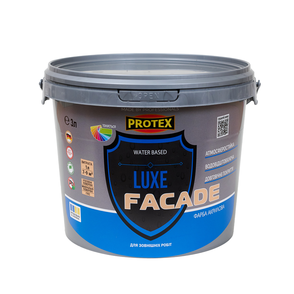 Фарба фасадна акрилова водоемульсійна PROTEX FACADE LUXE біла 3 л